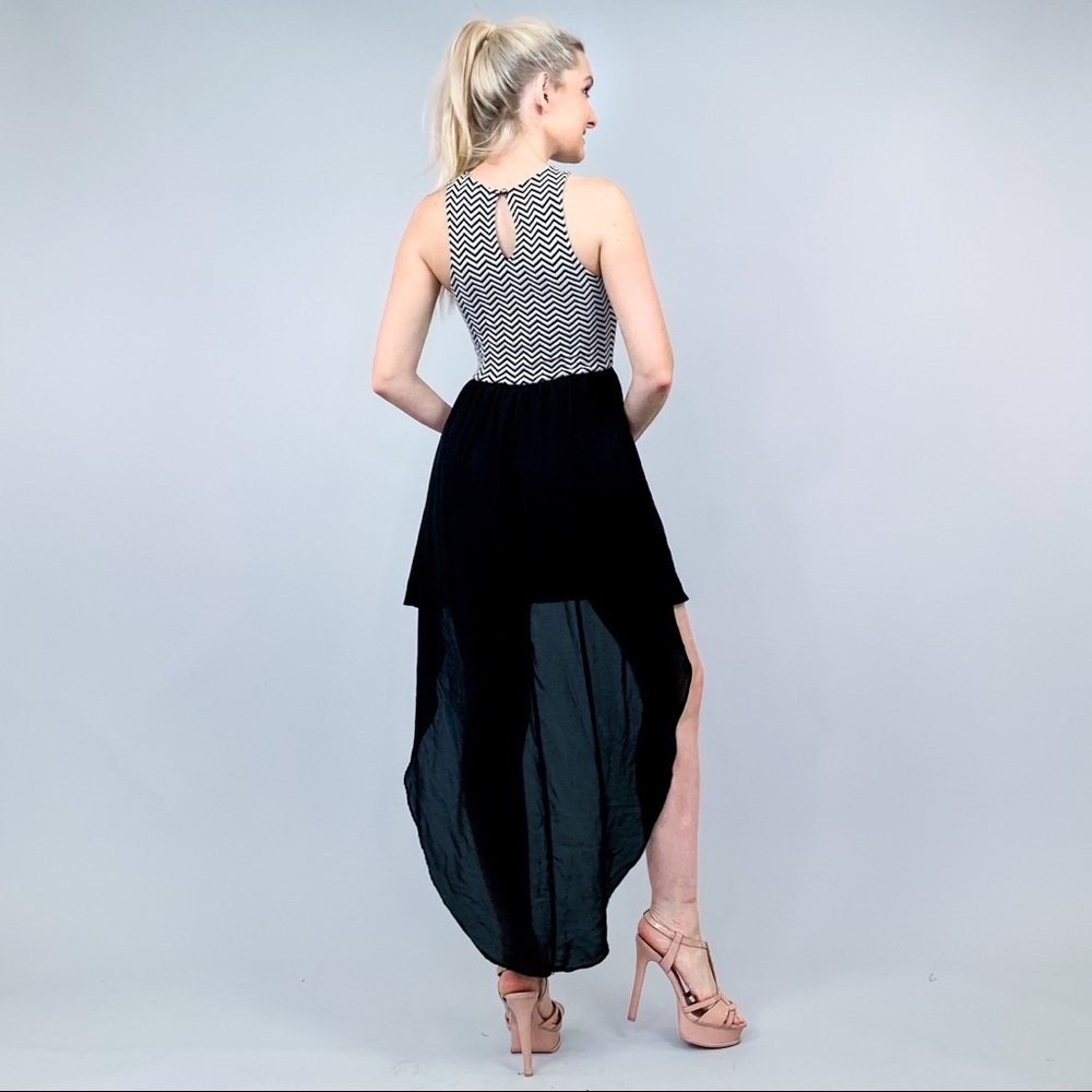 Classy Black and White High Low Dress - Picture 5 of 8